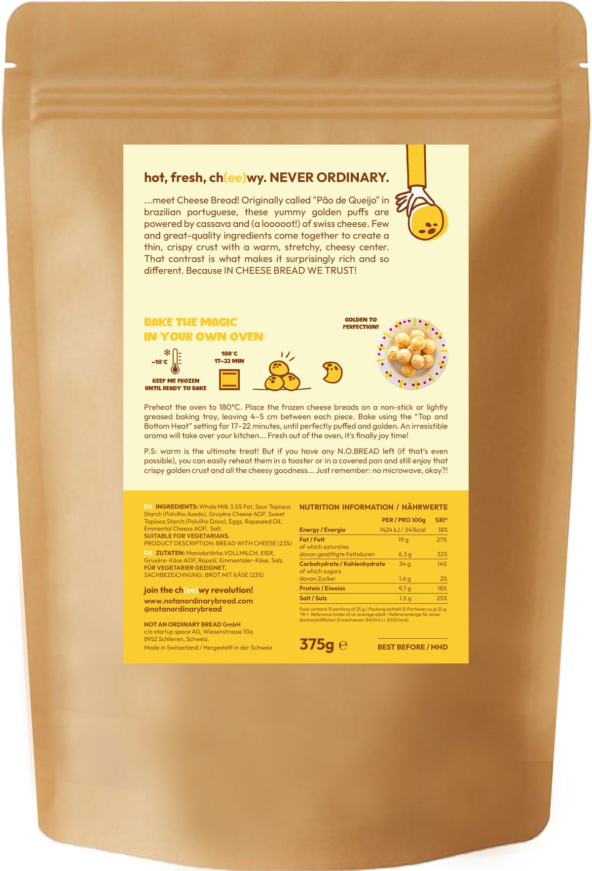 Frozen Cheese Bread Standup Pouch 375g
